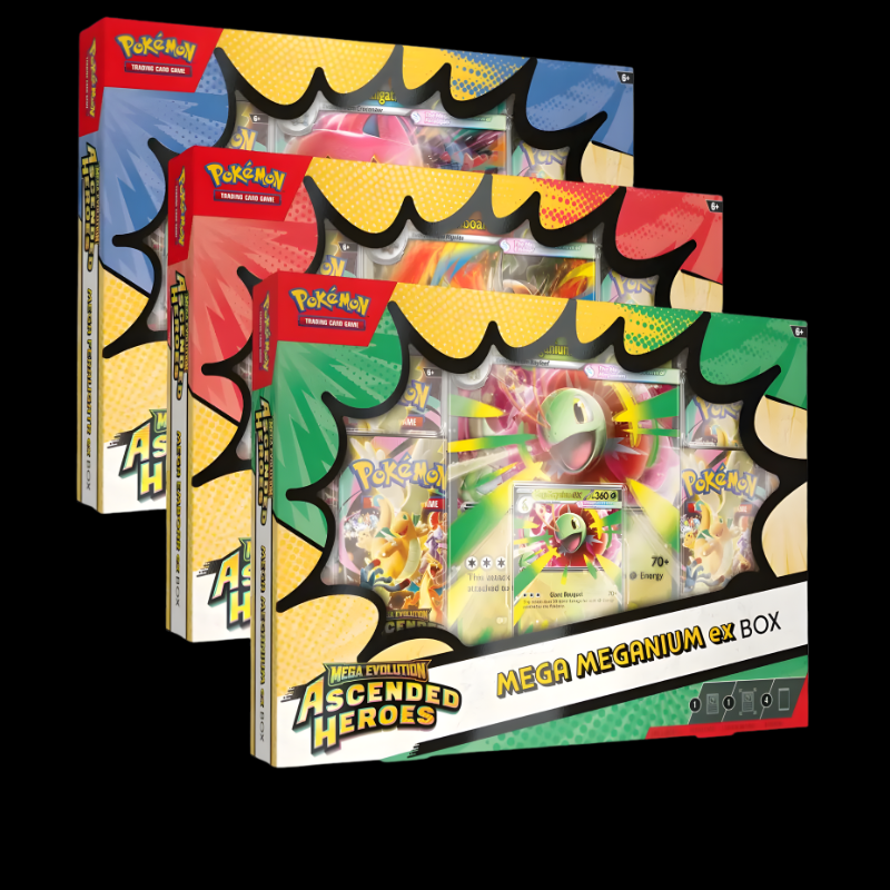 Pokémon Ascended Heroes - EX Box Mega Meganium, Feraligtr oder Emboar